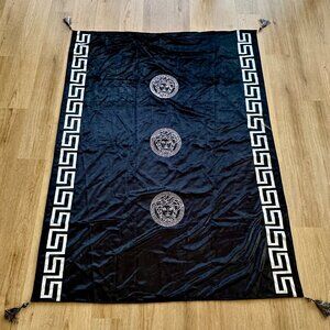 Beautiful Rare Embroidered Hand Made Versace Tapestry with Tassles 70 x 54